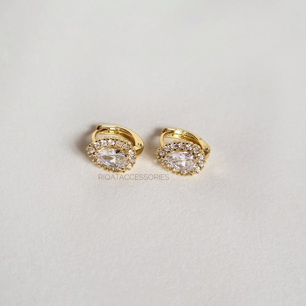 Golden Pear Halo Earring