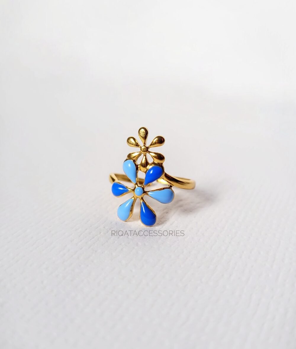 The Azure Bloom Double-Floral Ring