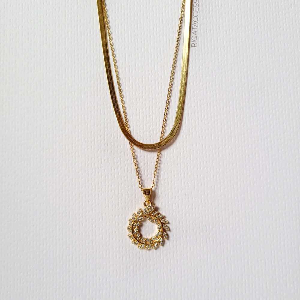 Golden Sunburst & Herringbone Layering Duo