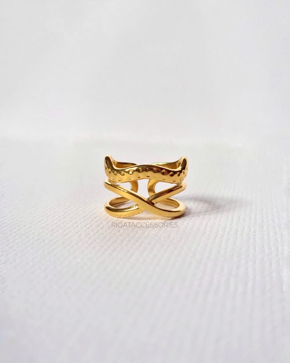 Modern Hammered Multi-Band Ring